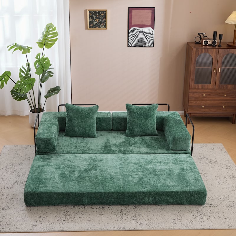 Floor Couch,Compression Sofa,Convertible Floor Sofa Bed-with Pillow Back Support Armrest,Comfy Futon Couch Lounge Sleeper Bed