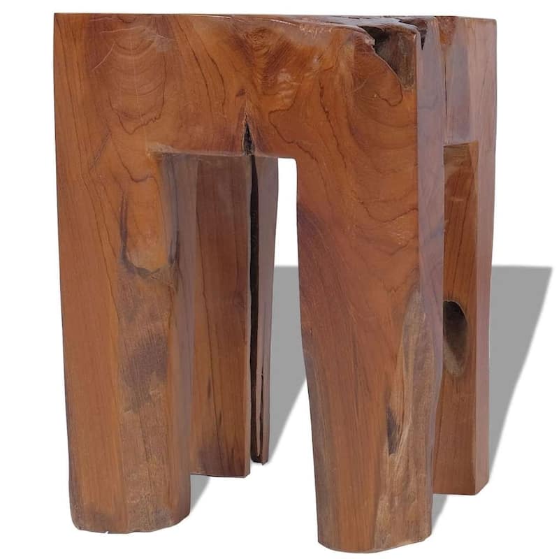 vidaXL Solid Teak Wood Stool, Small Side Table, Brown - 11.8" x 11.8" x 15.7"