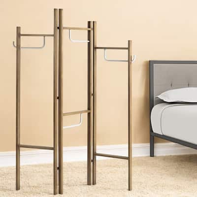 HomeRoots 72" Brown Iron Folding Three Panel Screen Room Divider - 52' X '72' X '1