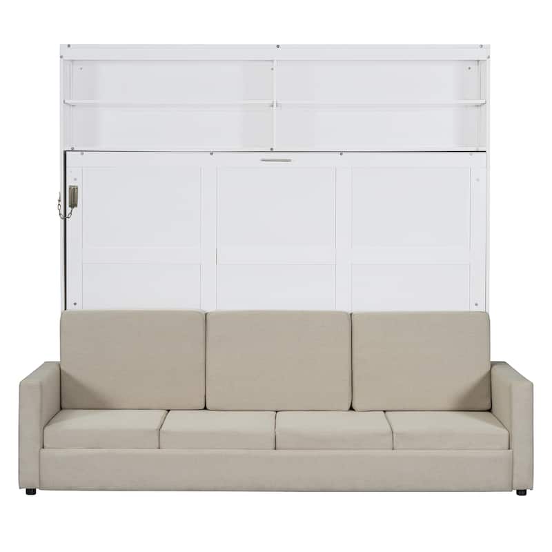 Queen Size Murphy Bed Wall Bed with Sofa by Harper&Bright Designs