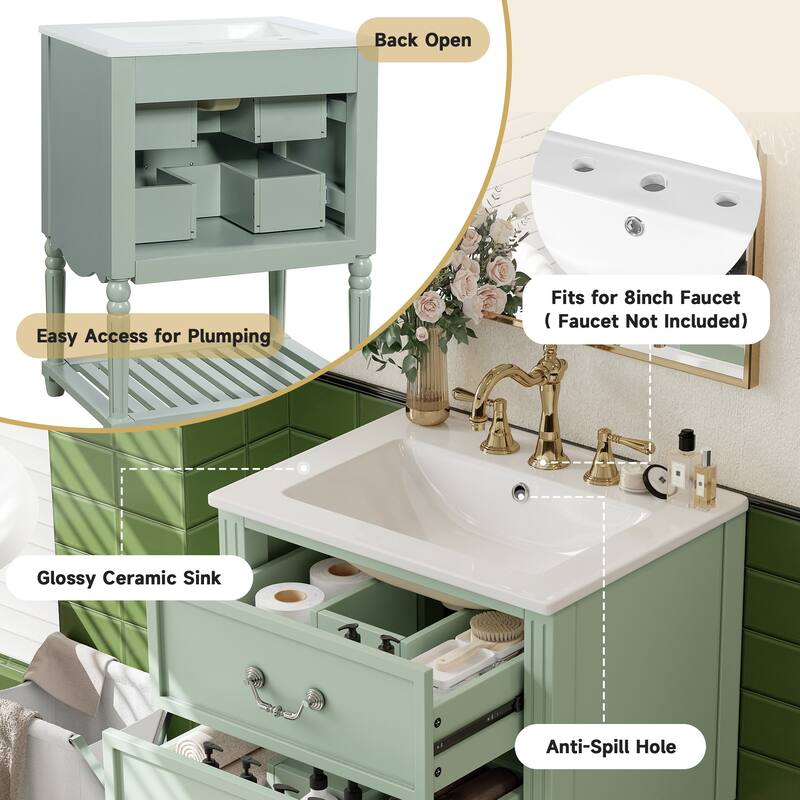 24'' Bathroom Vanity with Ceramic Sink