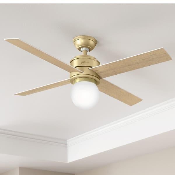 slide 2 of 50, Hunter 52" Hepburn Ceiling Fan with LED Light Kit and Wall Control - Vintage, Mid-Century Modern, Transitional
