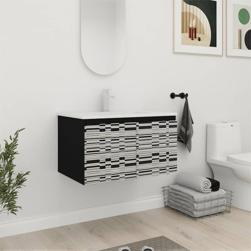 Bathroom Vanity With Sink In 24/30 Inch, Floating Bathroom Vanity with Soft Close Door