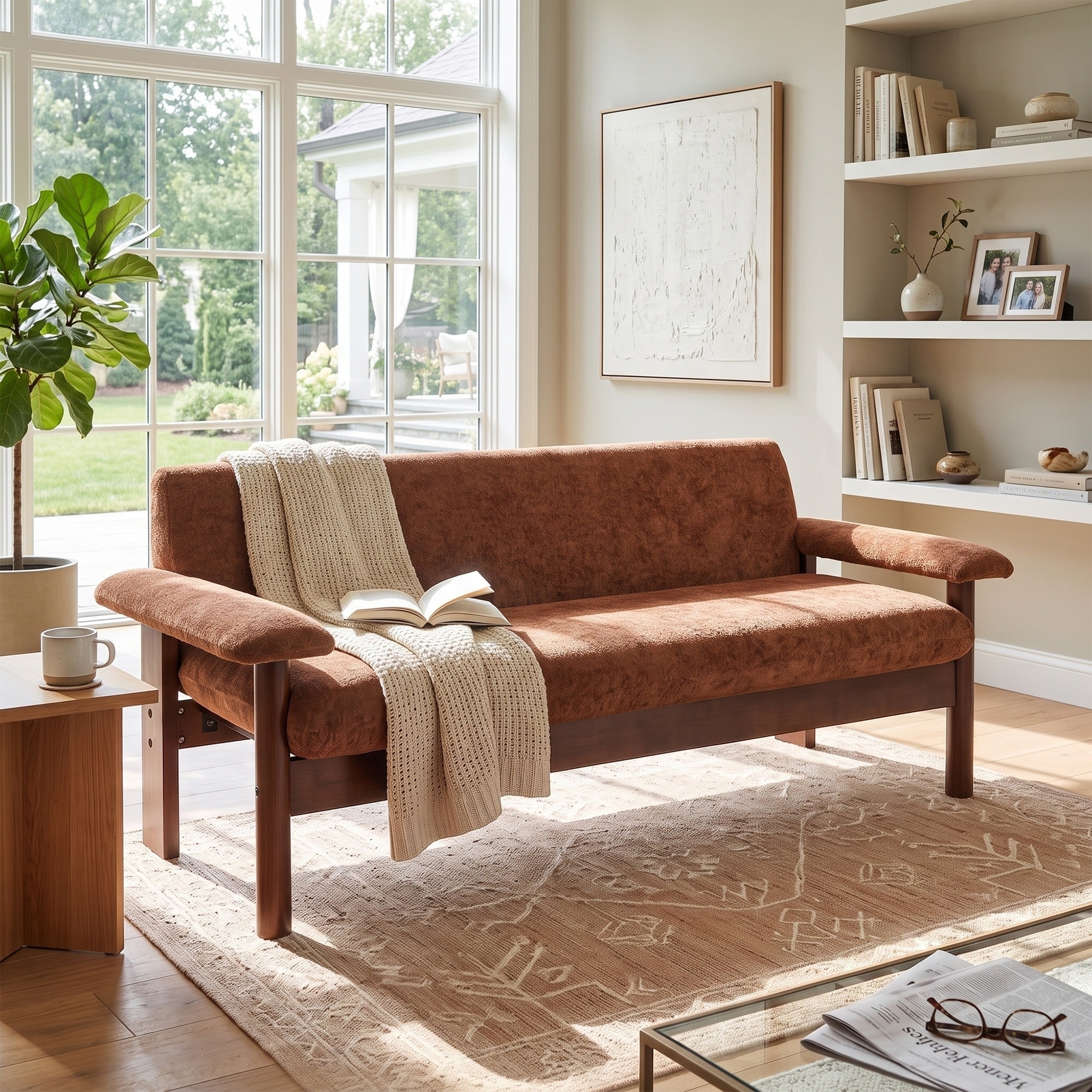 Christopher Knight Home - Arlo Modern Upholstered 2-Seater Loveseat with Wood Frame & Ergonomic Pillow-Top Armrests