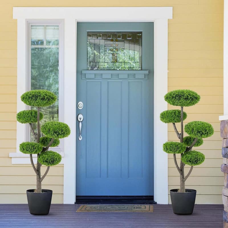 1/2 PCS Artificial Cypress Topiary Tree 44'' Tall Topiary w/ Cement Pot