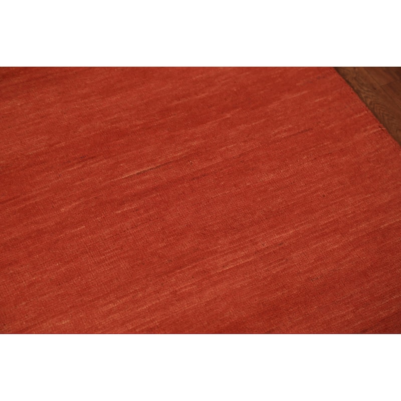 Orange Gabbeh Oriental Rug Handmade Stripe Wool Carpet - 2'9" x 4'2"