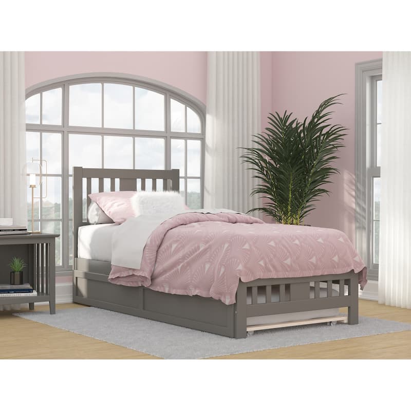Tahoe Twin XL Bed with Footboard and Twin XL Trundle in Grey