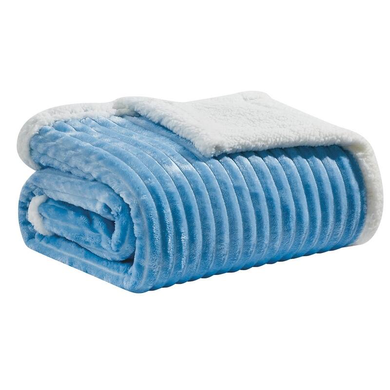 FAITH, HOPE, LOVE HOME DÉCOR Sherpa Corduroy Throw Blanket (50" x 60") - Light Blue