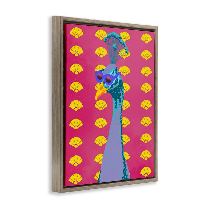 Stupell Vibrant Mod Peacock Framed Floater Canvas Wall Art Design By Marcus Prime