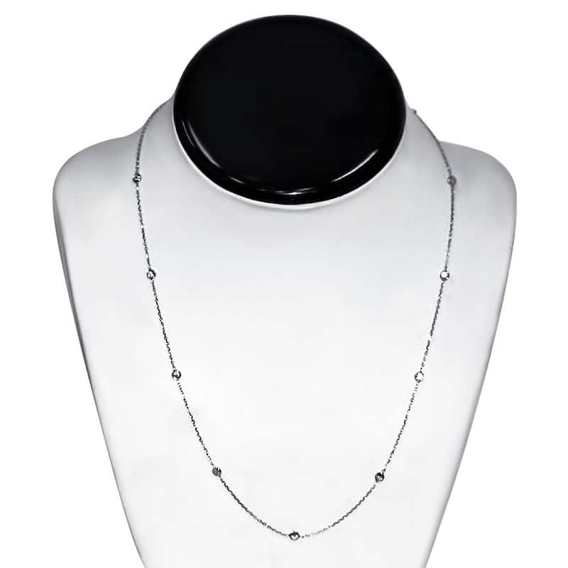 Bliss Diamond 1ct Diamonds Bezel Station 18" White Gold Womens Necklace