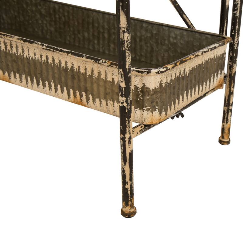 Glitzhome Farmhouse 3 Tier Metal Outdoor Shelving Planter Stand Indoor Storage Rack