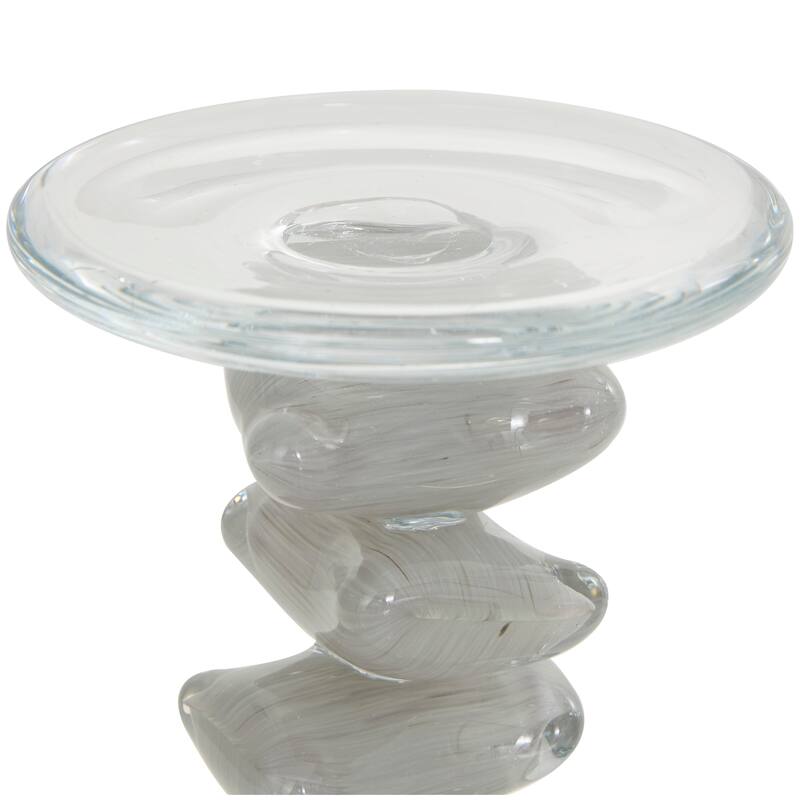Clear or Green Glass Stacked Stone Candle Holder (Set of 2)