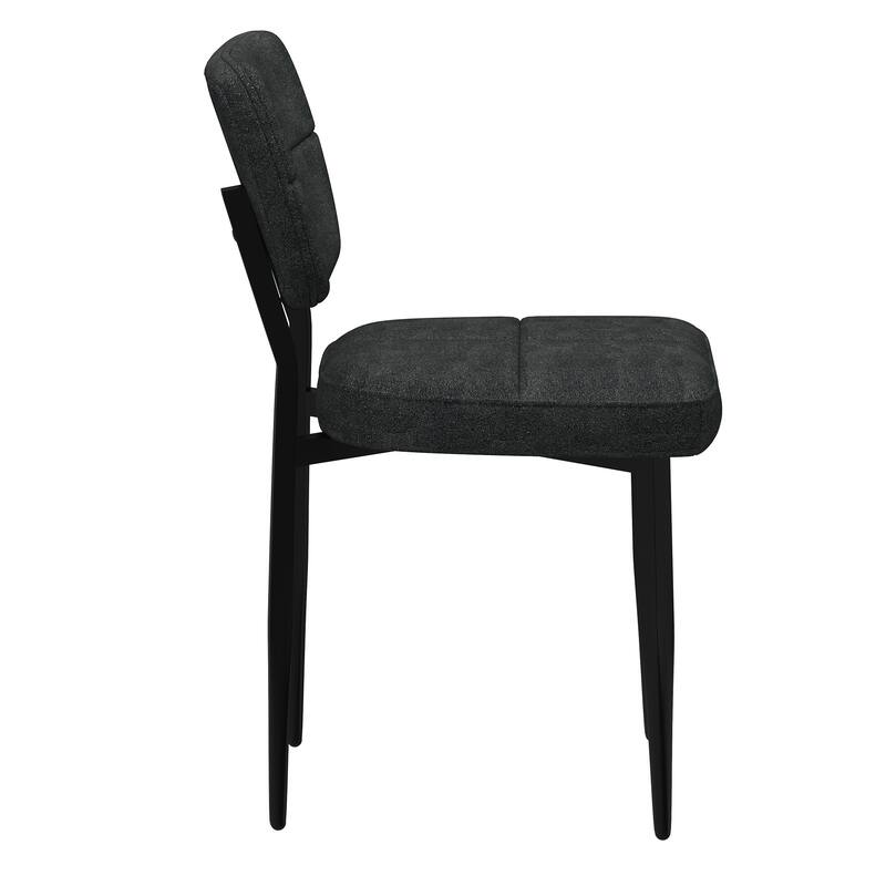 Modern Fabric and Metal Dining Chair, Set of 2 - Beige and Black