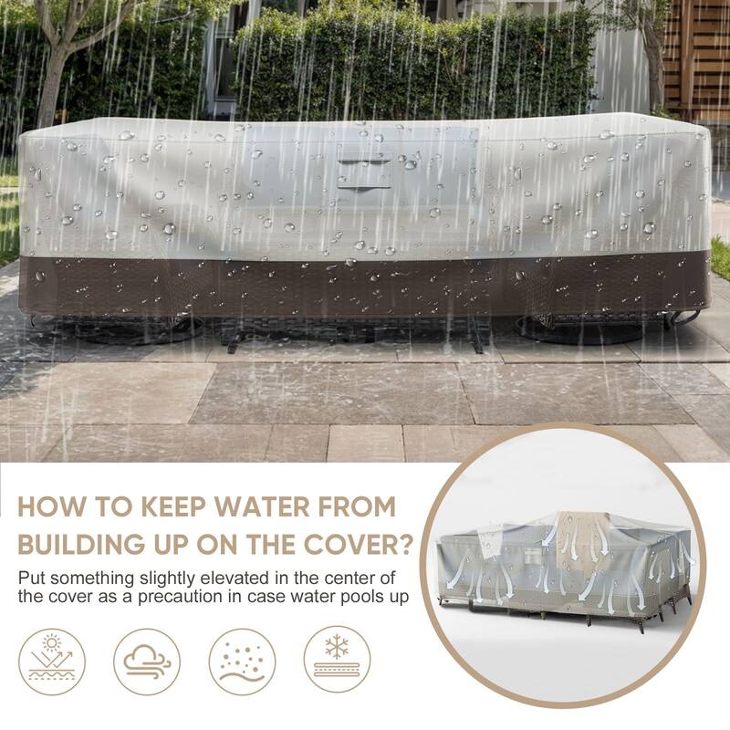 Meyreso Waterproof Heavy Duty Patio Furniture Cover, 600D Oxford, Breathable & Windproof