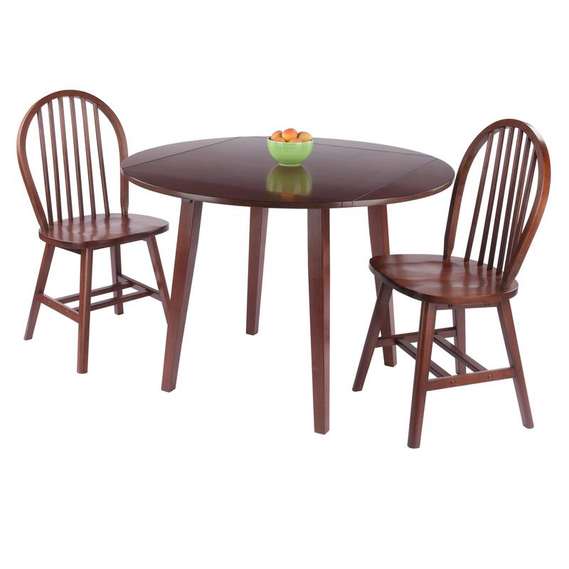 Dawson 3-Pc Drop Leaf Table with Windsor Chairs, Walnut