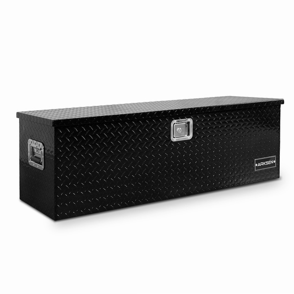 ARKSEN 49 Inch Heavy Duty Aluminum Utility Tool Box Diamond Plate Chest Box Truck Bed Trailer Storage Organizer, Black