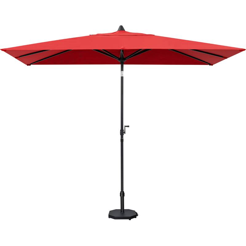 9 x 5 FT Outdoor Patio Rectangular Market Umbrella and Base Stand with Wheels