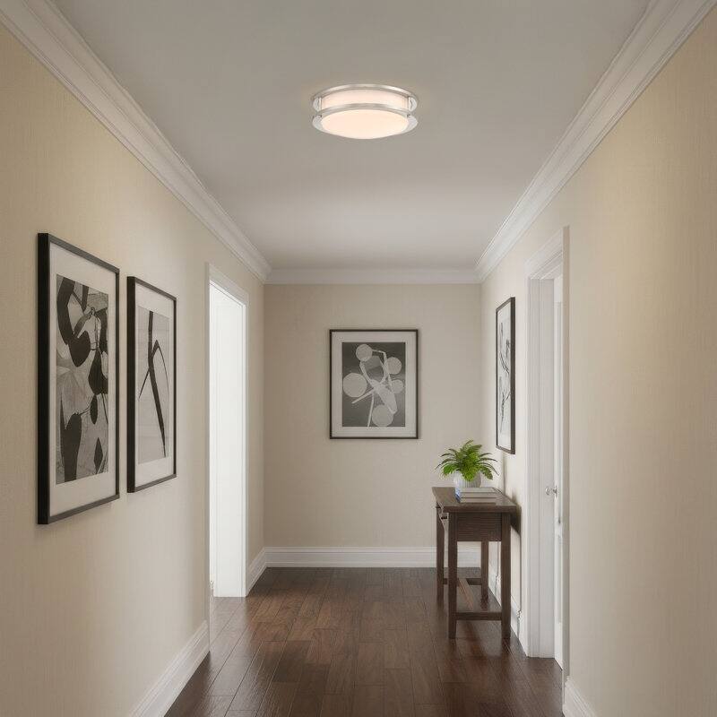 Designers Fountain DC Series 10 in. Modern Brushed Nickel Selectable 5 CCT Integrated LED Flush Mount for Bedrooms - Small