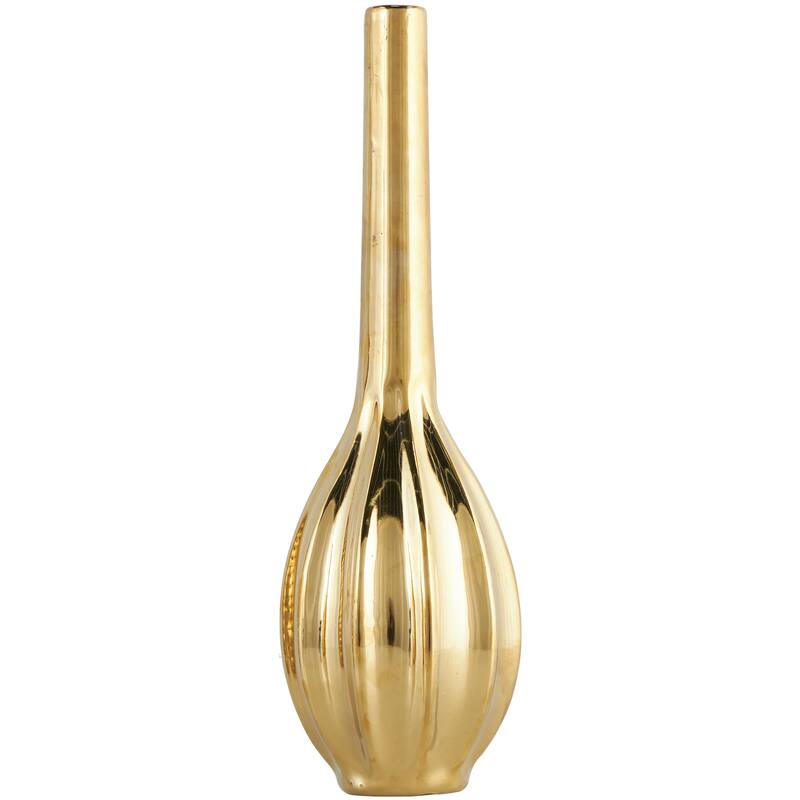 CosmoLiving by Cosmopolitan Sleek Ceramic Glam Vase with Varying Patterns (Set of 3) - Silver, Gold, Dark Blue, White