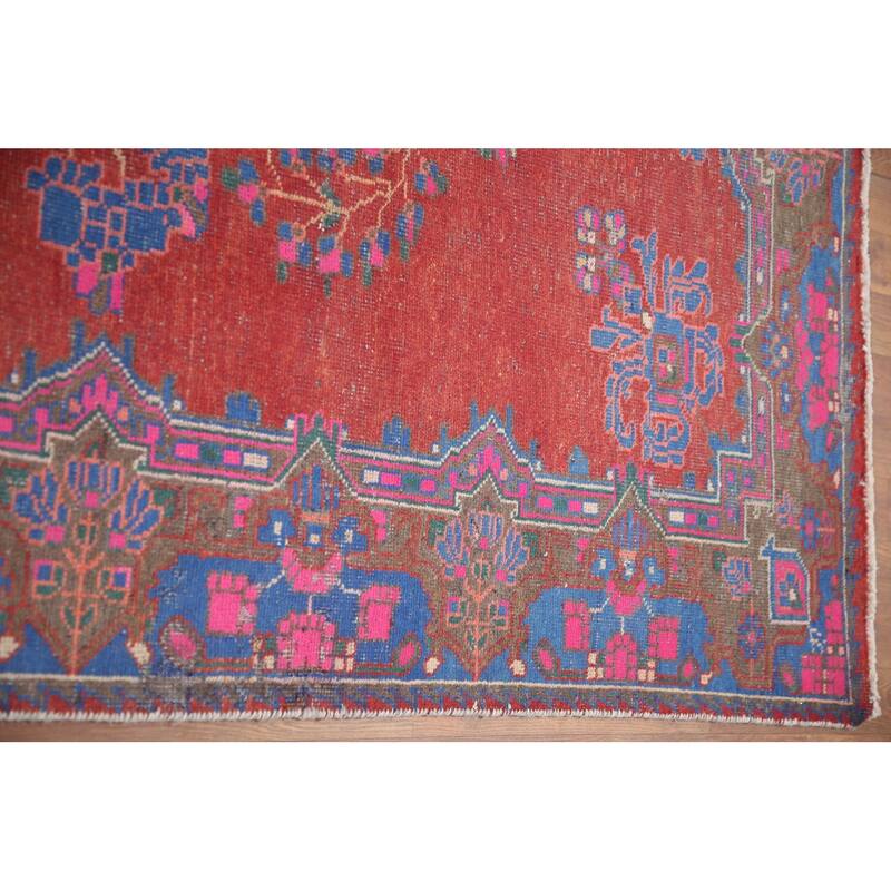 Hand Knotted Oriental 100% Wool Carpet Traditional Medallion Red Tabriz Runner Rug - 10' 4'' X 4' 4''