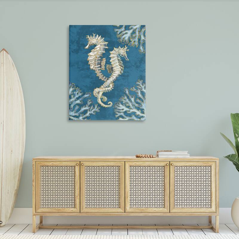 Stupell Intertwined Seahorses Playa Sealife Stretched Canvas Wall Art, Design by Paul Brent