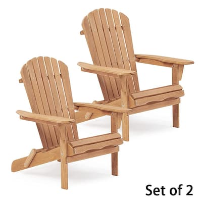 Wood Folding Adirondack Chair Set of 2, Lounge Chair for Outdoor - 31"D x 28"W x 36"H