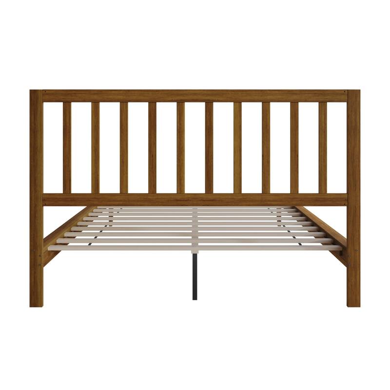 Clayfell Lancaster Platform Bed Frame with Slatted Headboard, No box spring required, Easy Assembly