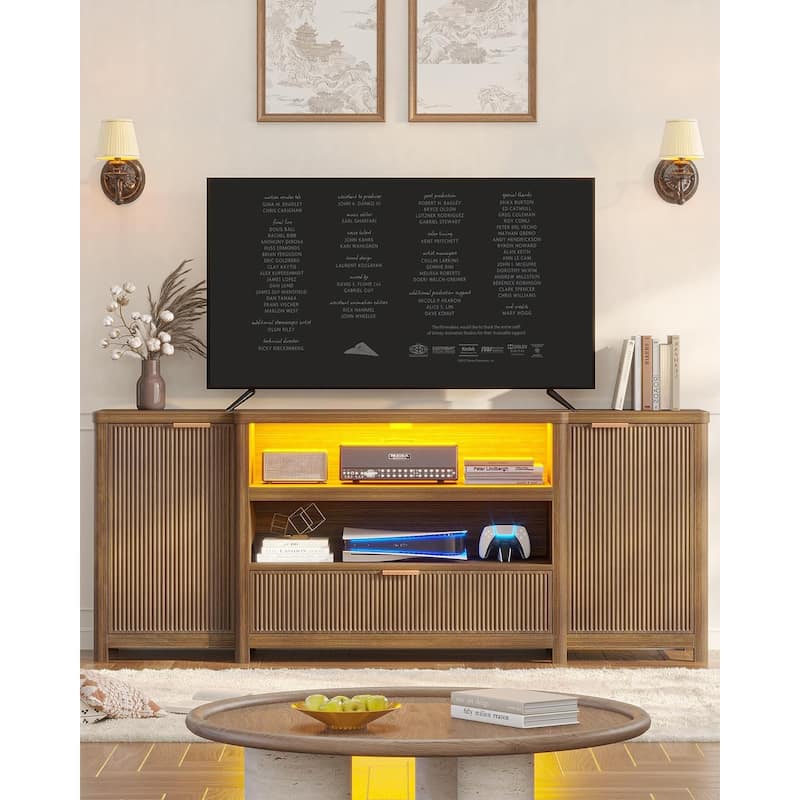 TV Stand TV Console Cabinet with Storage and Shelf Drawer TVs up to 80 Inch - Wood