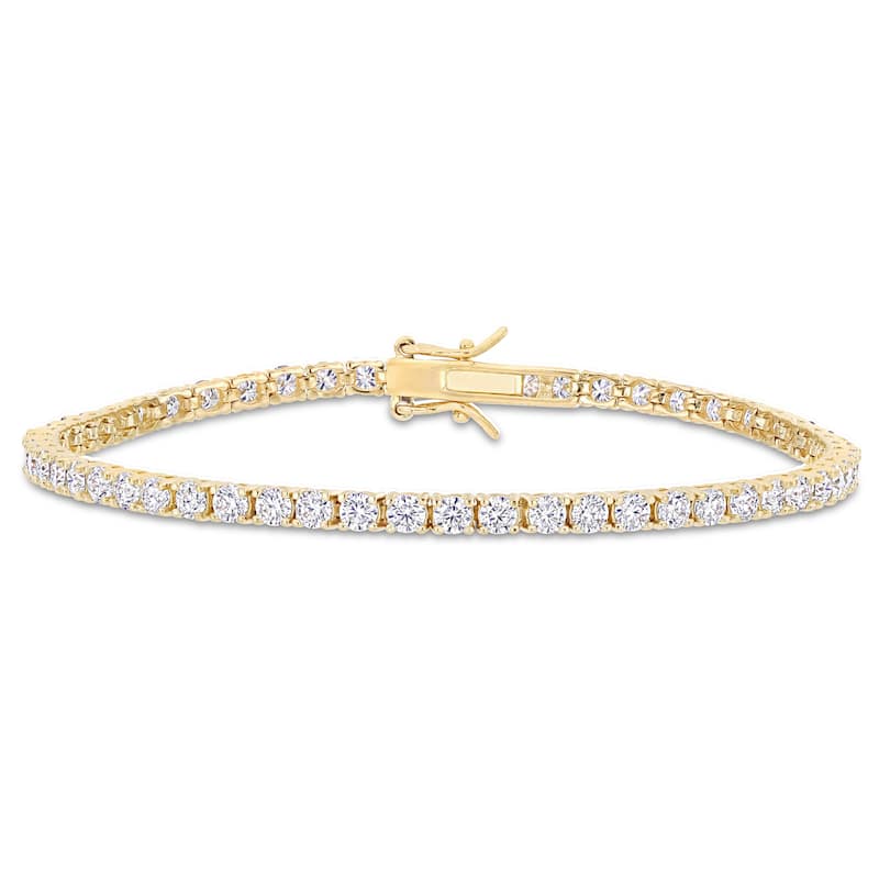 Miadora 5 5/8ct TGW Created Moissanite Tennis Bracelet in Yellow Plated Sterling Silver
