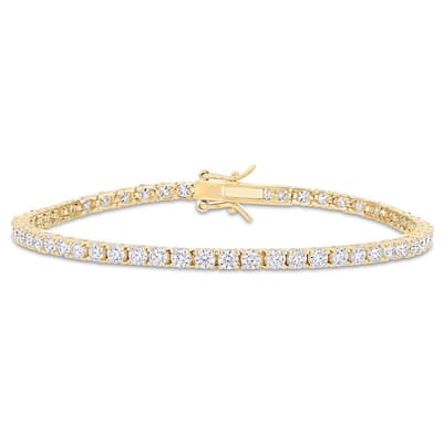Miadora 5 5/8ct TGW Created Moissanite Tennis Bracelet in Yellow Plated Sterling Silver