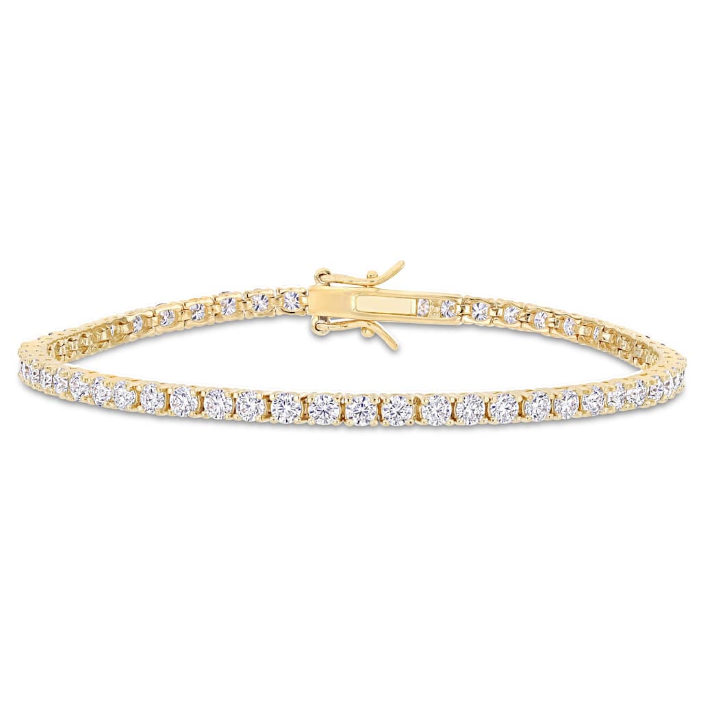 Miadora 5 5/8ct TGW Created Moissanite Tennis Bracelet in Yellow Plated Sterling Silver