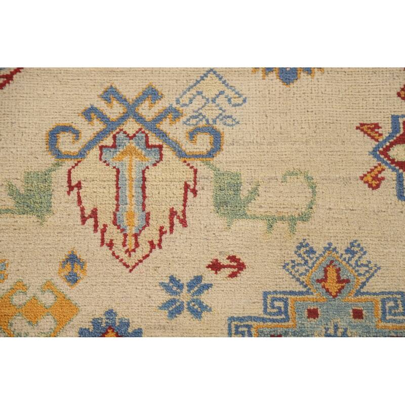 Geometric Kazak Rug Hand-Knotted Oriental Wool Carpet - 9'9"x 13'5"