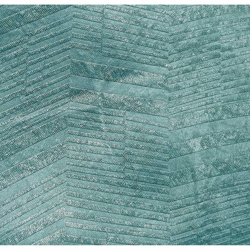 108" Long - 2 Piece Teal Solid Silky Geometric Embossed Blackout Grommet Window Curtain Panel Set - 104" x 108"