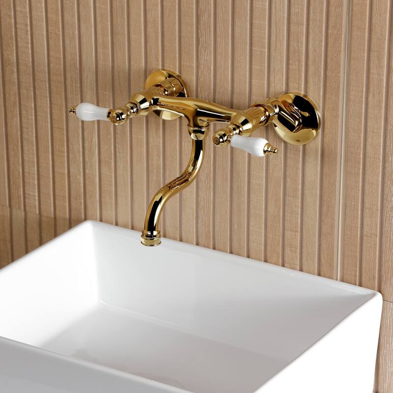 Kingston Brass Kingston Two-Handle 2-Hole Wall Mount Bathroom Faucet