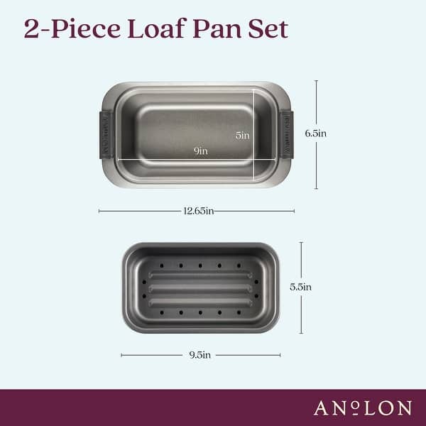 Anolon Advanced Bakeware Nonstick Loaf Pan Set, 2Piece, Gray Bed