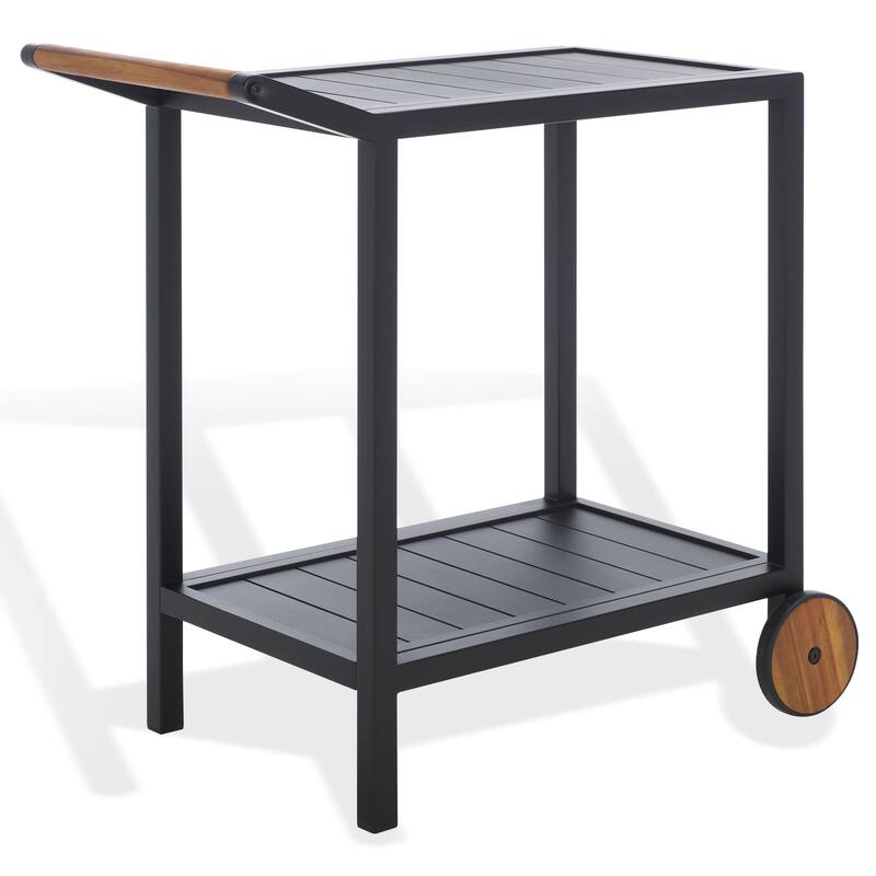 SAFAVIEH Couture Outdoor Patio Furniture Tonga Aluminum Bar Cart - 32"W x 19"D x 32"H