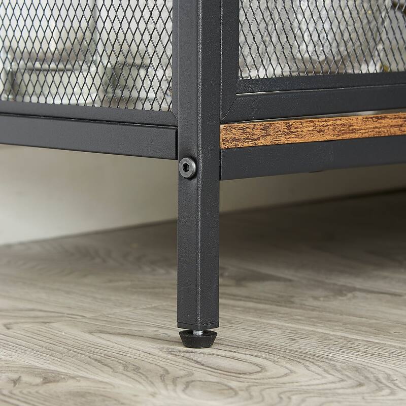 VECELO L-Shaped 3-Tier Corner Cabinet 29.4" End Table with Mesh Doors and Storage Shelves 90° Angle Design Free-Standing Table