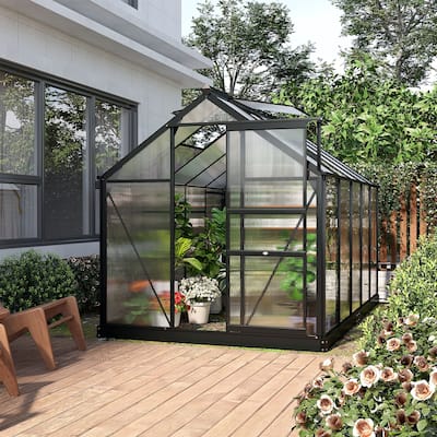 Outsunny 6' x 10' x 6.5' Greenhouse, Heavy Duty Outdoor Aluminum Walk-in Green House Kit with Vent and Door - 6' x 10' x 6.5'