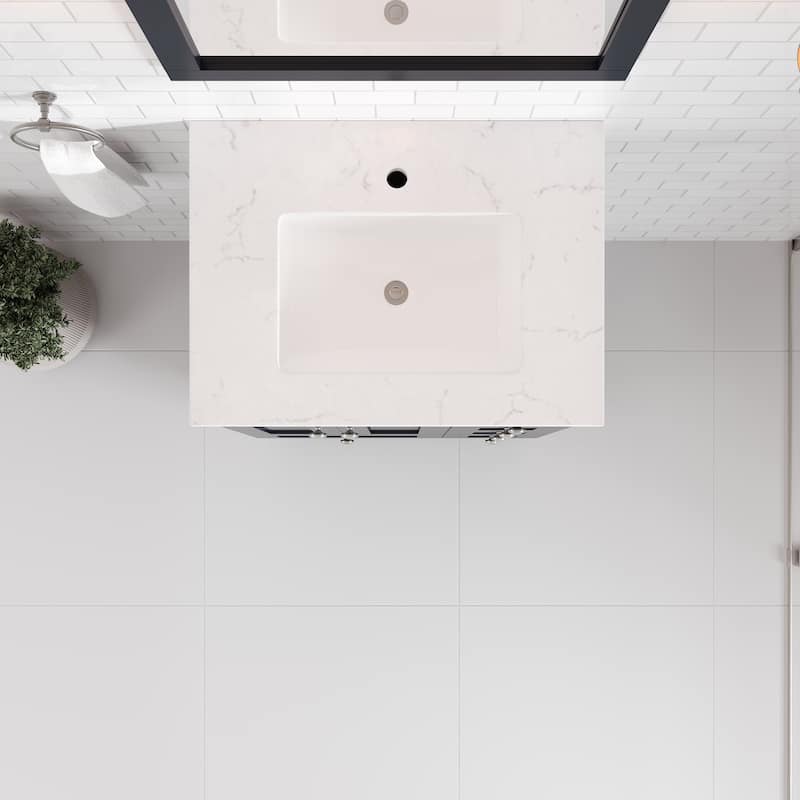 Eviva Acclaim 24"W Bath Vanity with Carrara Quartz Top & Undermount Sink