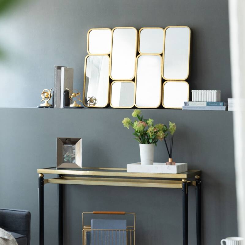 32" in Mirror with Golden Metal Framed Decorative Rectangle Mirror