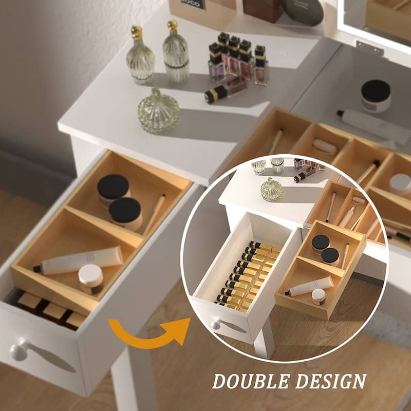 32.99‘’ Makeup Storage Table Makeup With LED Light &Mirror
