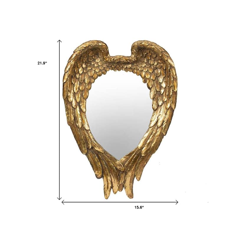 HomeRoots 22" Gold Heart Resin Framed Accent Mirror - 15.6' X '21.9' X '3.5