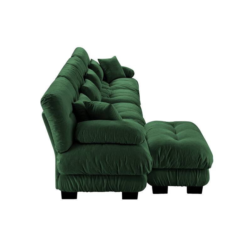 Modular L-Shaped 4-Seater Sectional Sofa Free Combination Cloud Sofa with Convertible Ottomans for Living Room