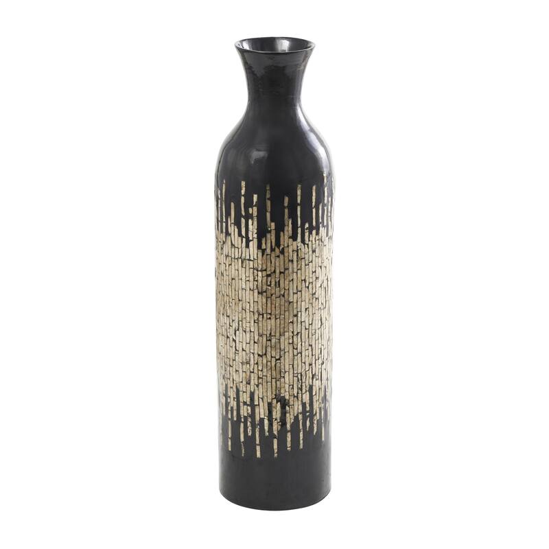 Capiz Shell Handmade Decorative Vase with Ombre Design - Black - Roche River Decor - Black - 9"W, 34"H