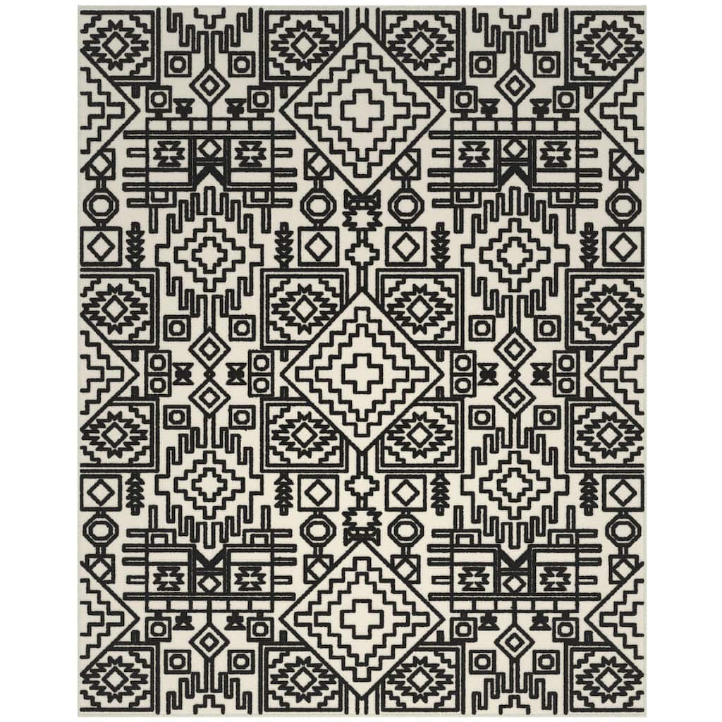 Miles Ivory and Black Chenille High-Low Area Rug - 9' x 12'