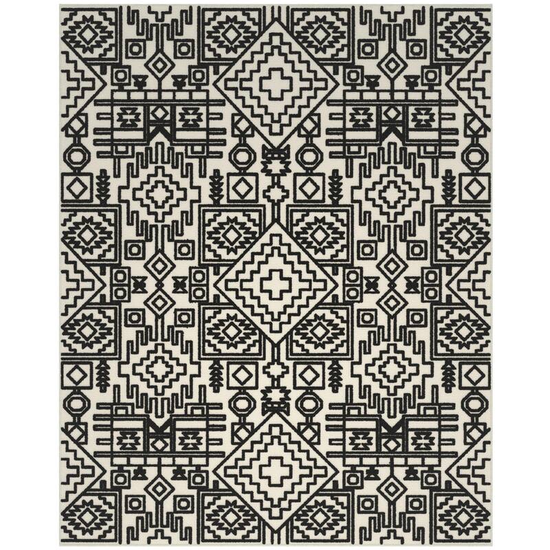Napa Mercana Ivory and Black Chenille High-Low Area Rug - 2'3" x 12' Runner - Ivory+Black