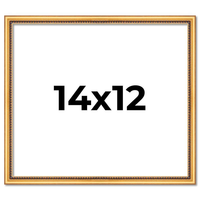 14x12 Frame Beaded Gold Solid Wood Picture Frame | 0.75 Inches