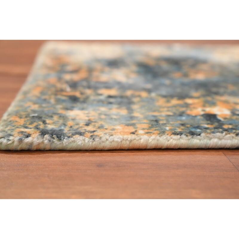 Hand Knotted Oriental Viscose Silk Carpet Modern Abstract Multi-Colored Abstract Area Rug - 4' 0'' X 2' 0''