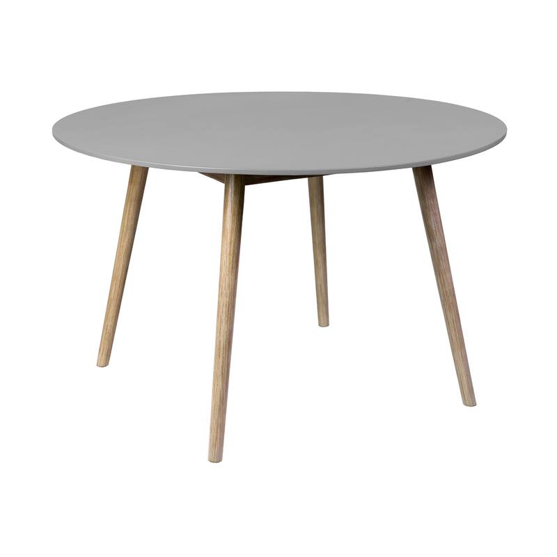 Kilo Dining Table, Brown Wood Legs, 47 Inch Round Gray Superstone Top - Brown, Gray