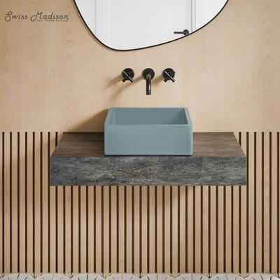 Lisse 15.5" Concrete Square Vessel Sink In Matte Powder Blue - 15.5